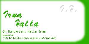 irma halla business card